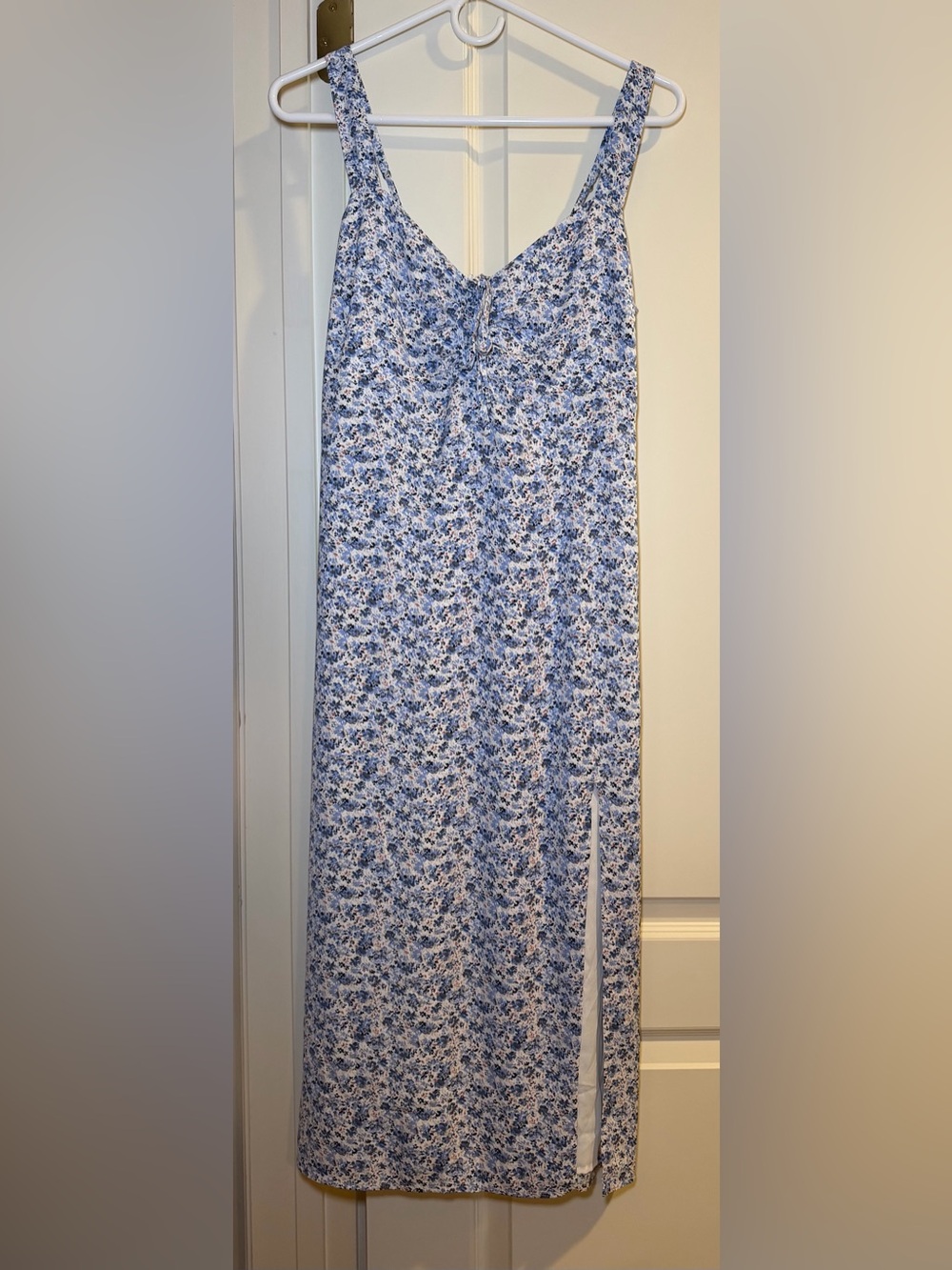 Abercrombie & Fitch Blue Floral Midi Dress w/ Slit